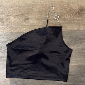NWT One Shoulder Heart Strap Crop Top